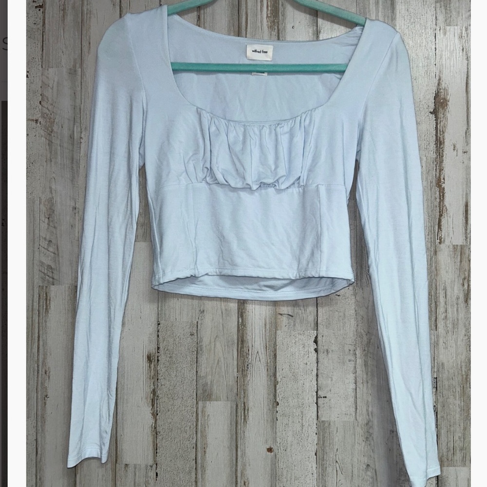 Aritzia WILFRED FREE Orbit blue crop top